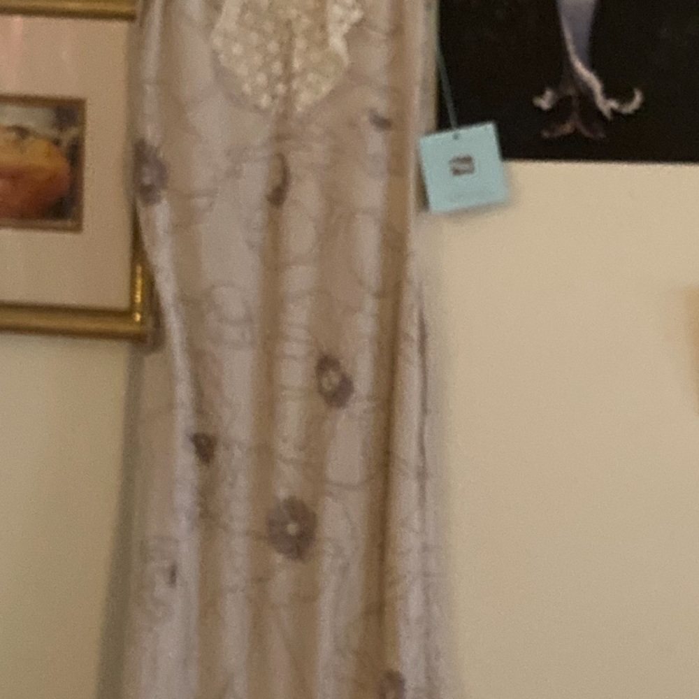 Long dress with lace trim on neck. NWT - Picture 4 of 7